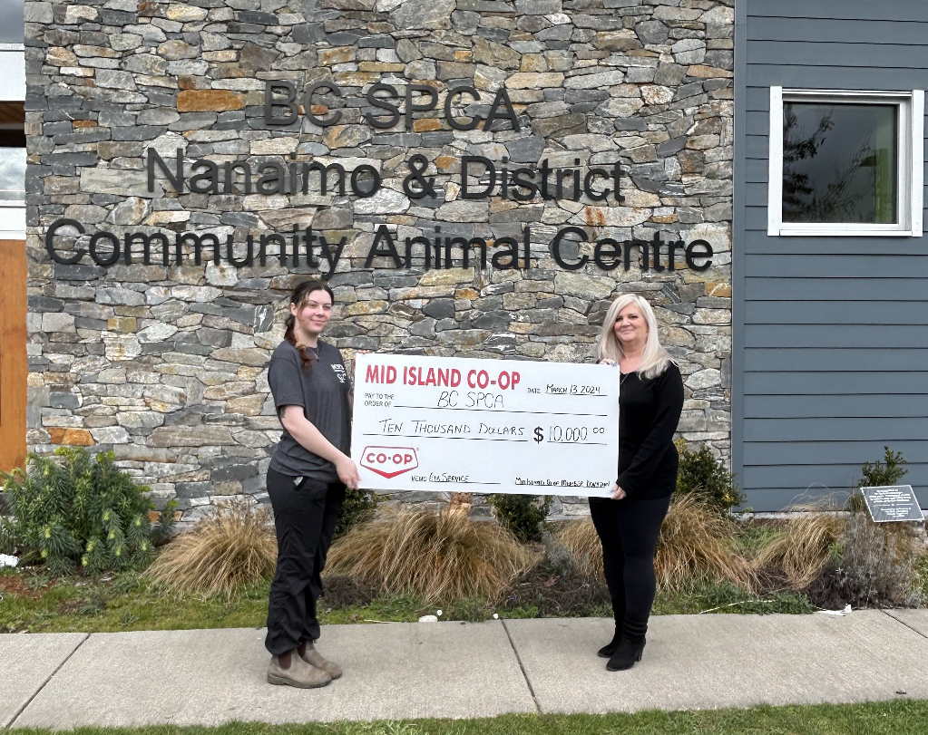 Cheque presentation at the Nanaimo BC SPCA location
