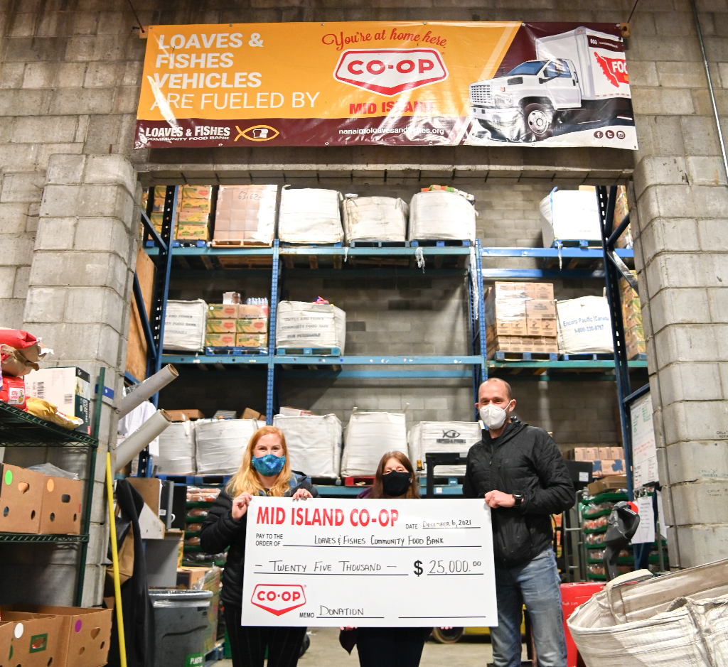 Mid Island Co-op cheque presentation to Loaves & Fishes Food Bank